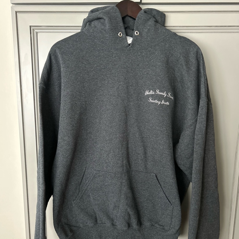 Jerzees Charcoal Hoodie Sweatshirt fainting goat
